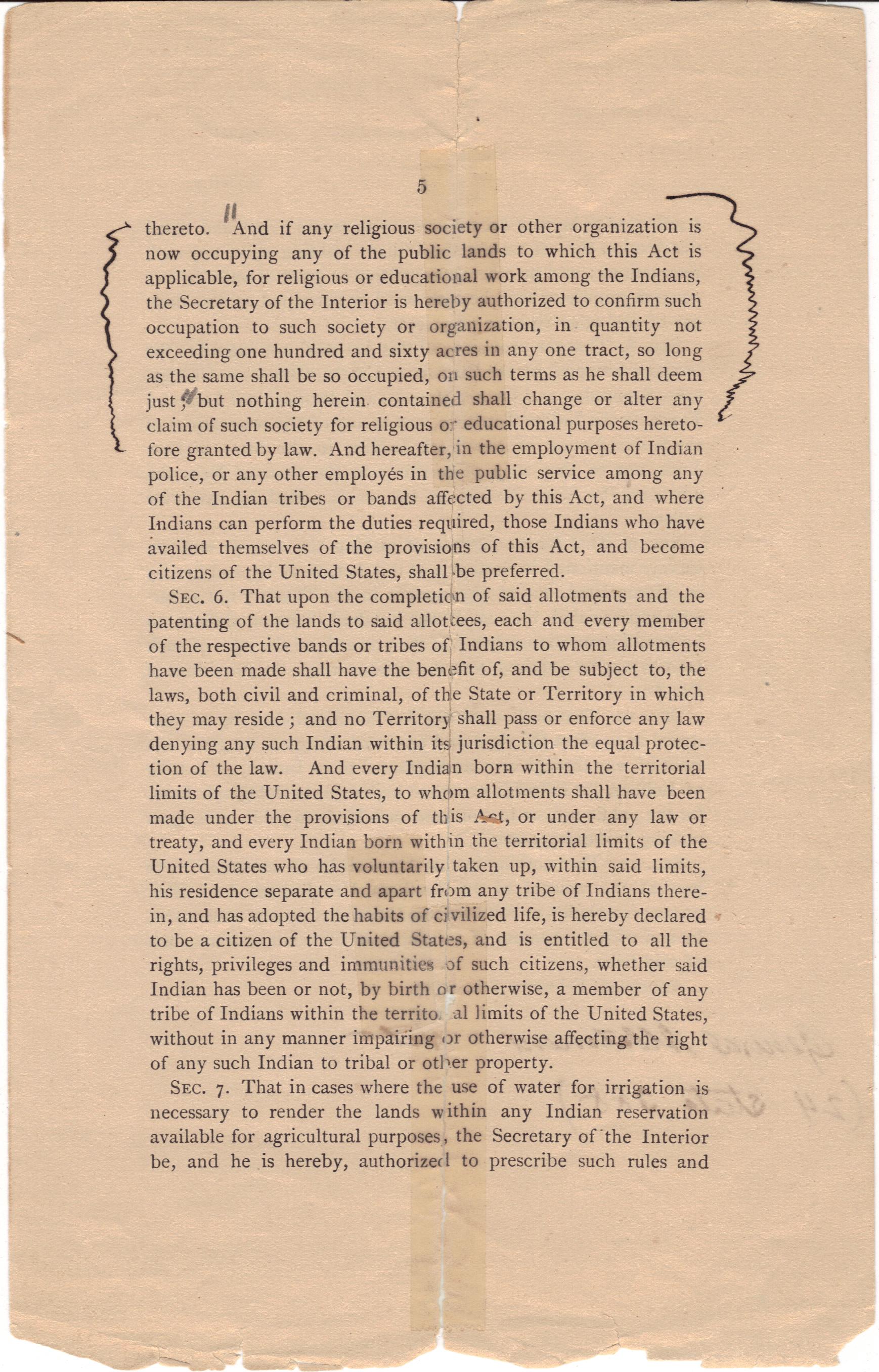 1887 Congressional Acts: 'Fee simple' land allocation (7)